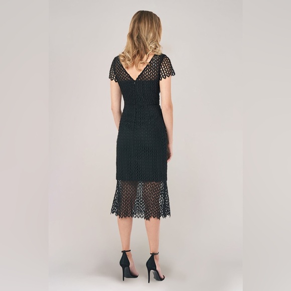 Kay Unger Tatum Black Lace Midi Dress 2 - Picture 2 of 9